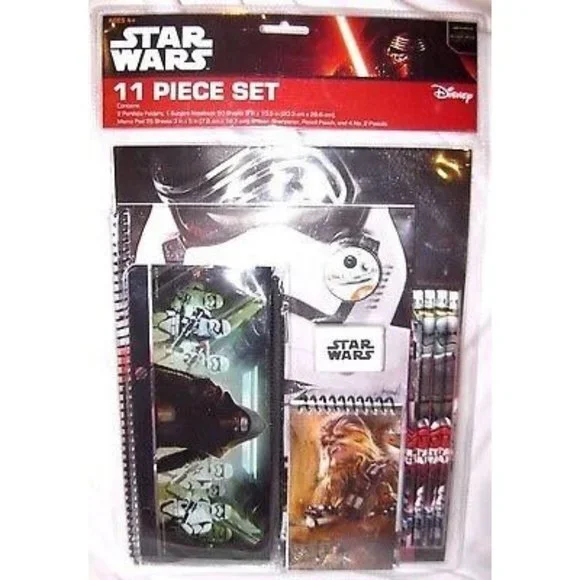 Disney Star Wars 11 piece Stationary Set-Folders,Note pad,Pencils,Case-New!! - Picture 3 of 3